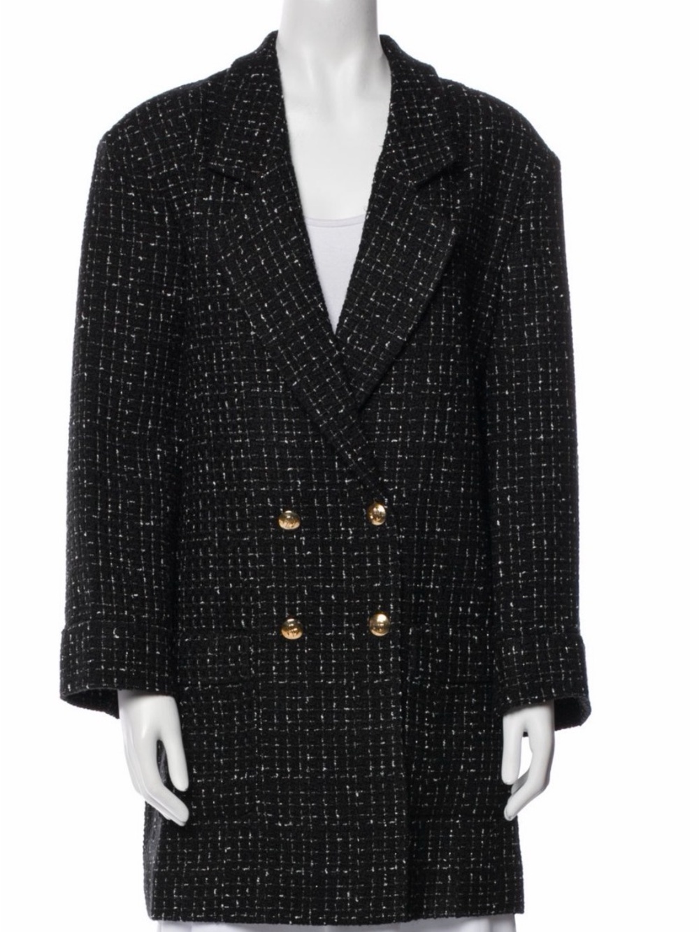 Anine Bing Black Tweed Double-Breasted Women's Coat
